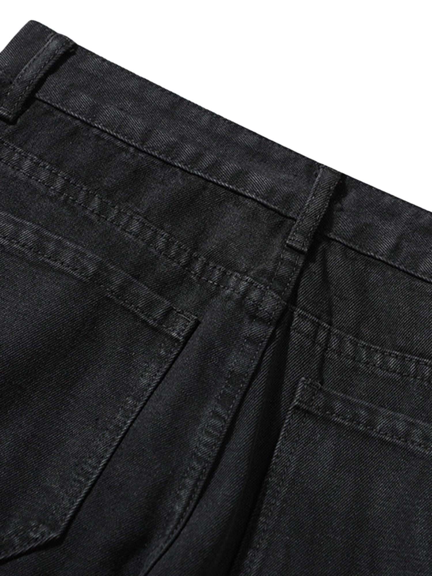 MID WAIST DENIM PANTS WITH STRAPS - BLACK MID WAIST DENIM