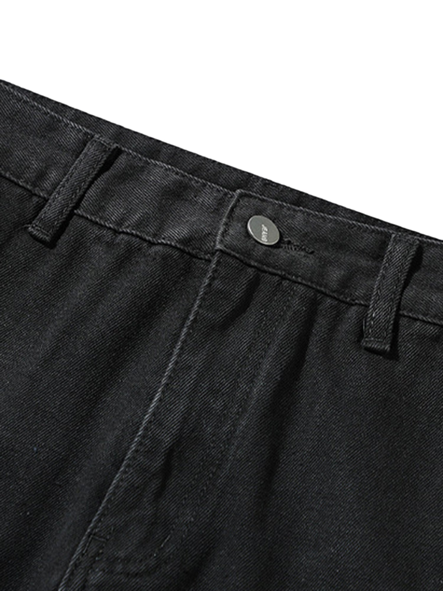 MID WAIST DENIM PANTS WITH STRAPS - BLACK MID WAIST DENIM