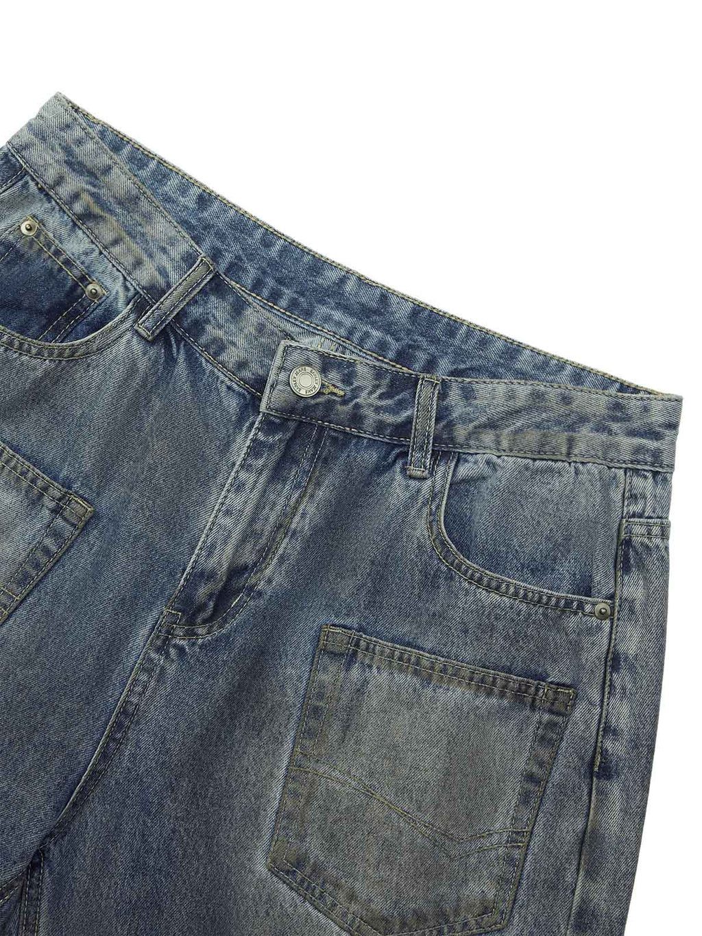 MID WAIST DENIM SHORTS WITH STRAIGHT LEG DESIGN