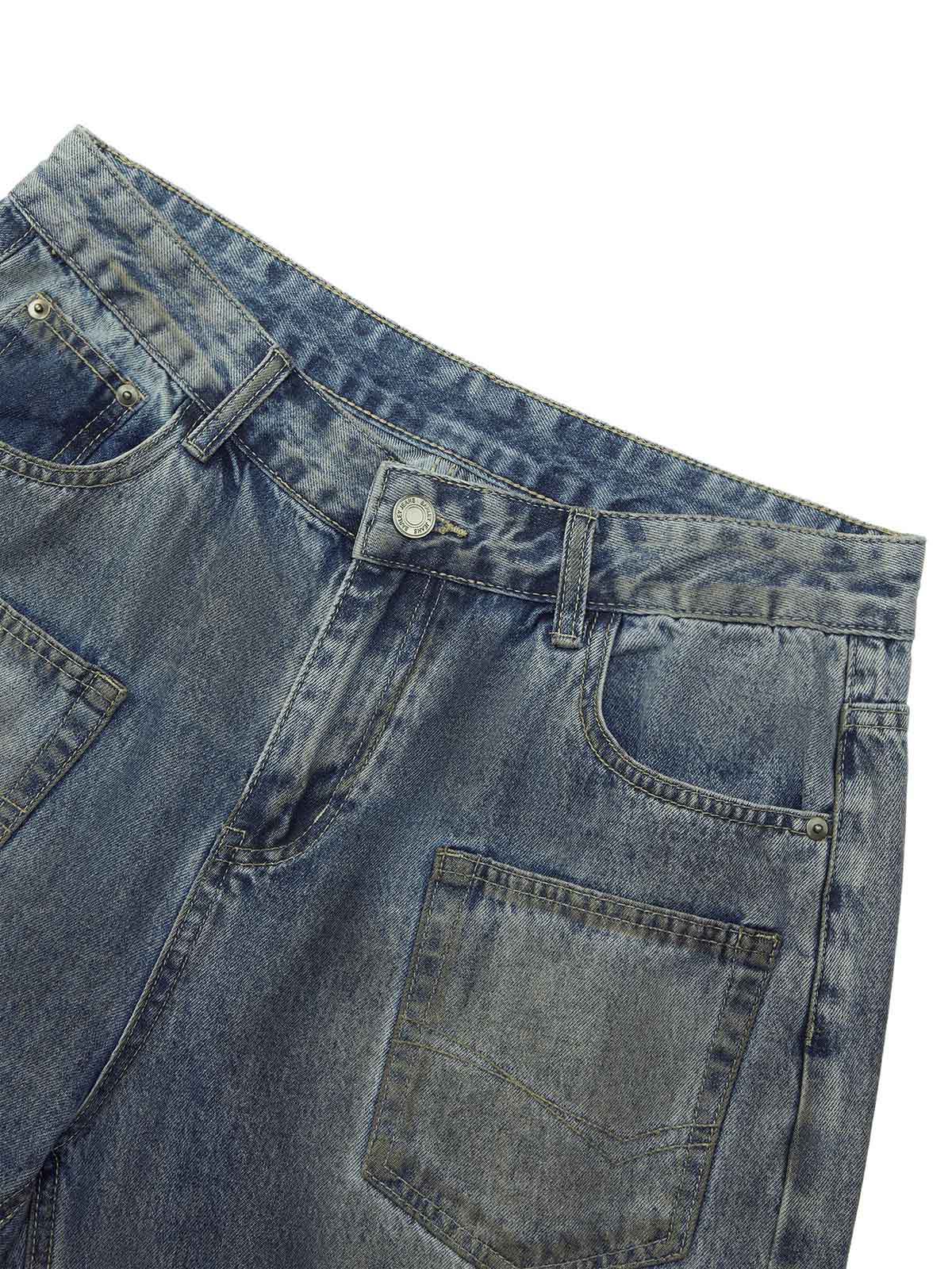 MID WAIST DENIM SHORTS WITH STRAIGHT LEG DESIGN