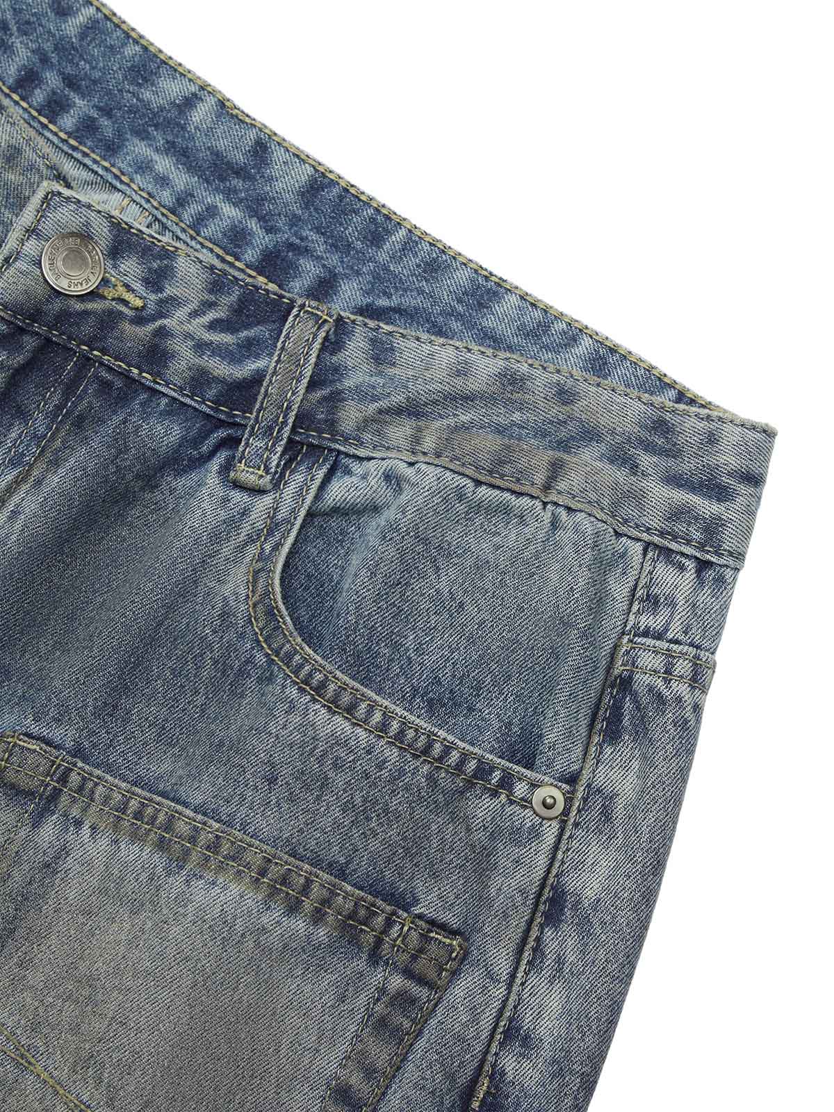MID WAIST DENIM SHORTS WITH STRAIGHT LEG DESIGN