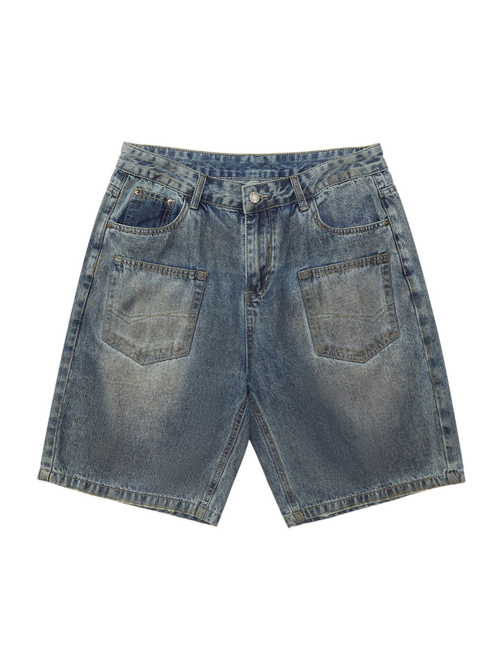 MID WAIST DENIM SHORTS WITH STRAIGHT LEG DESIGN