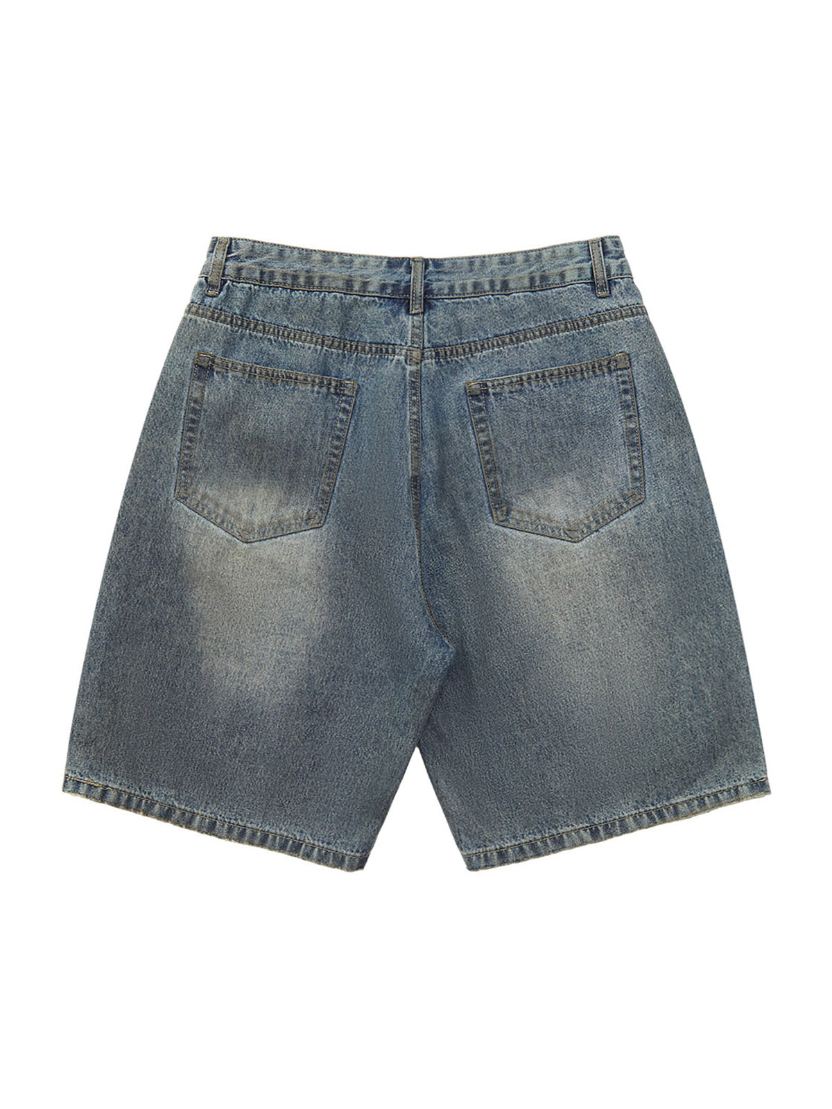 MID WAIST DENIM SHORTS WITH STRAIGHT LEG DESIGN