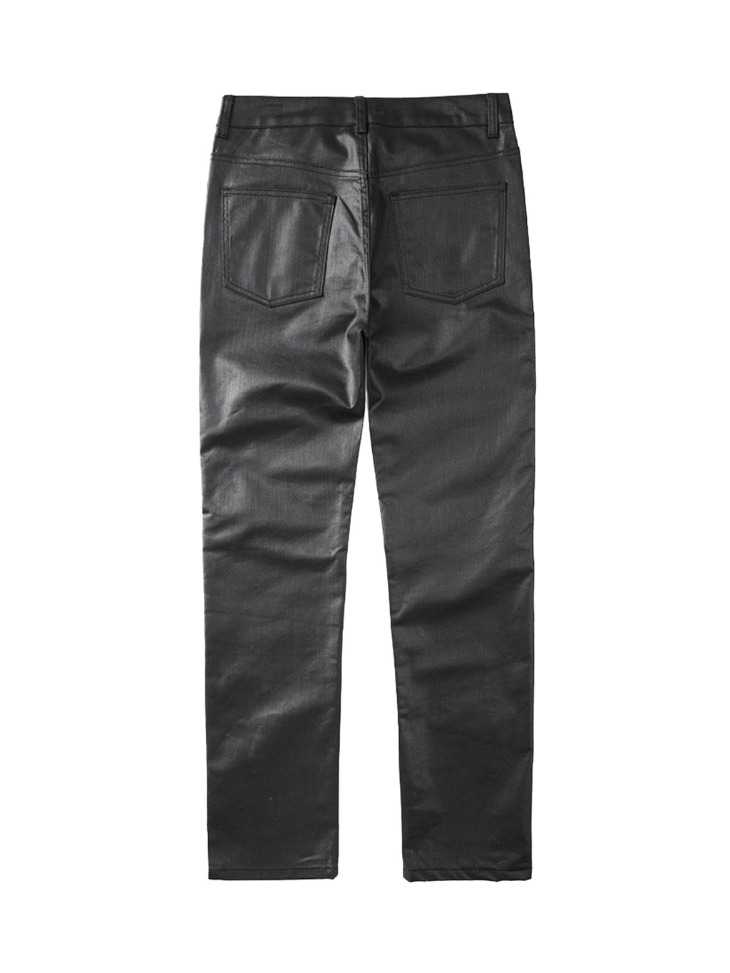 MID WAIST SKINNY PANTS IN BLACK FAUX LEATHER