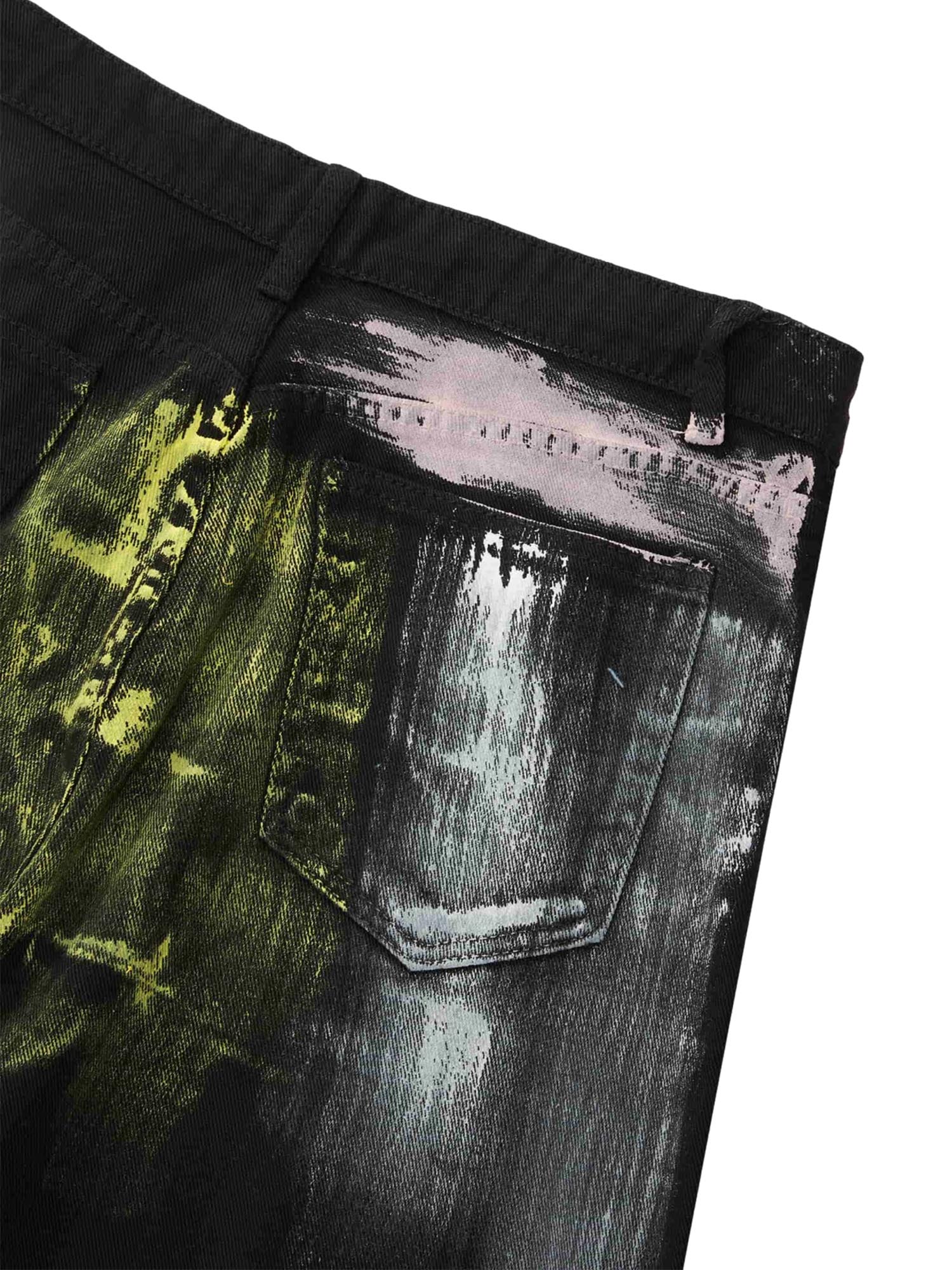 MID WAIST TRENDY CASUAL LONG PANTS WITH COLORFUL ABSTRACT PAINT STROKES