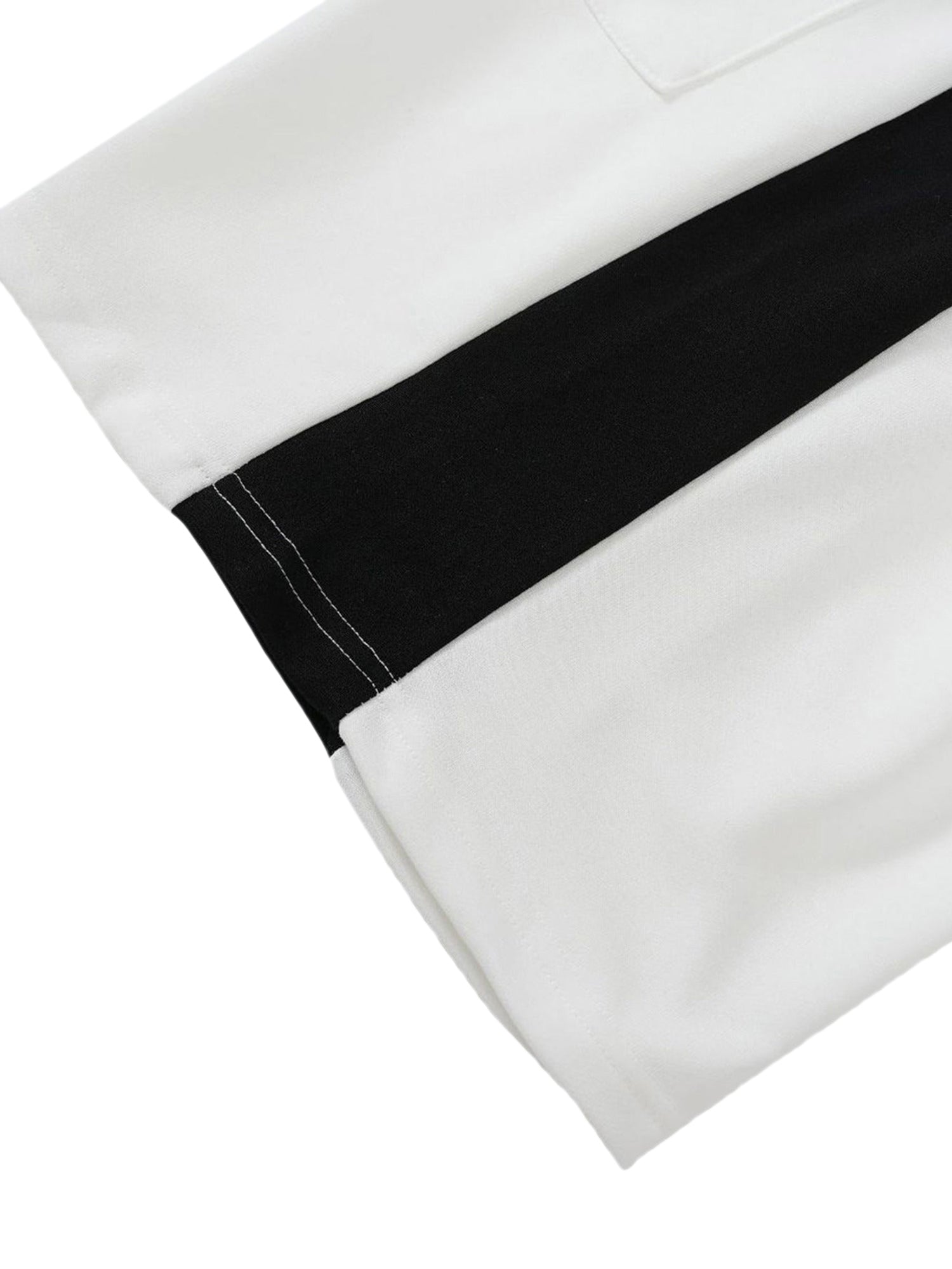 MID WAIST WHITE SHORTS WITH BLACK SIDE STRIPES - TRENDY CASUAL