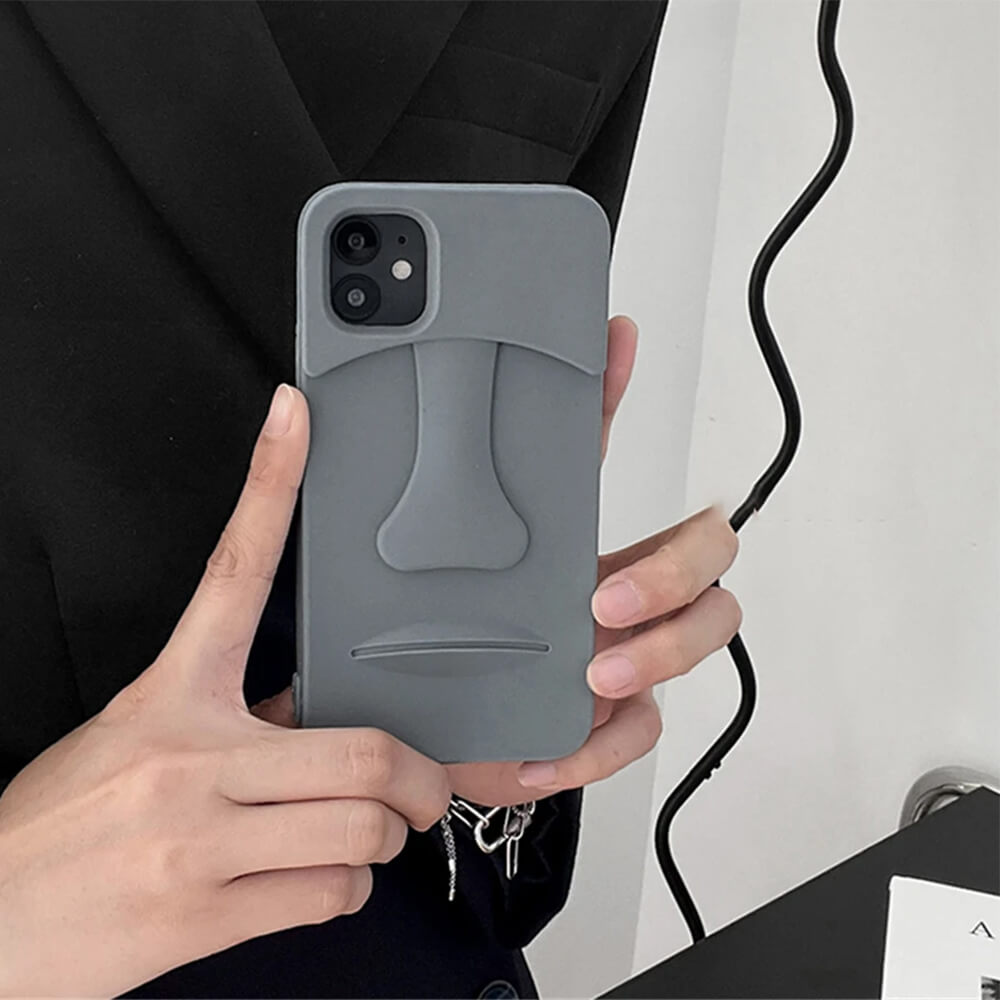 MOAI-SHAPED PHONE CASE WITH STATUE 3D IPHONE DESIGN