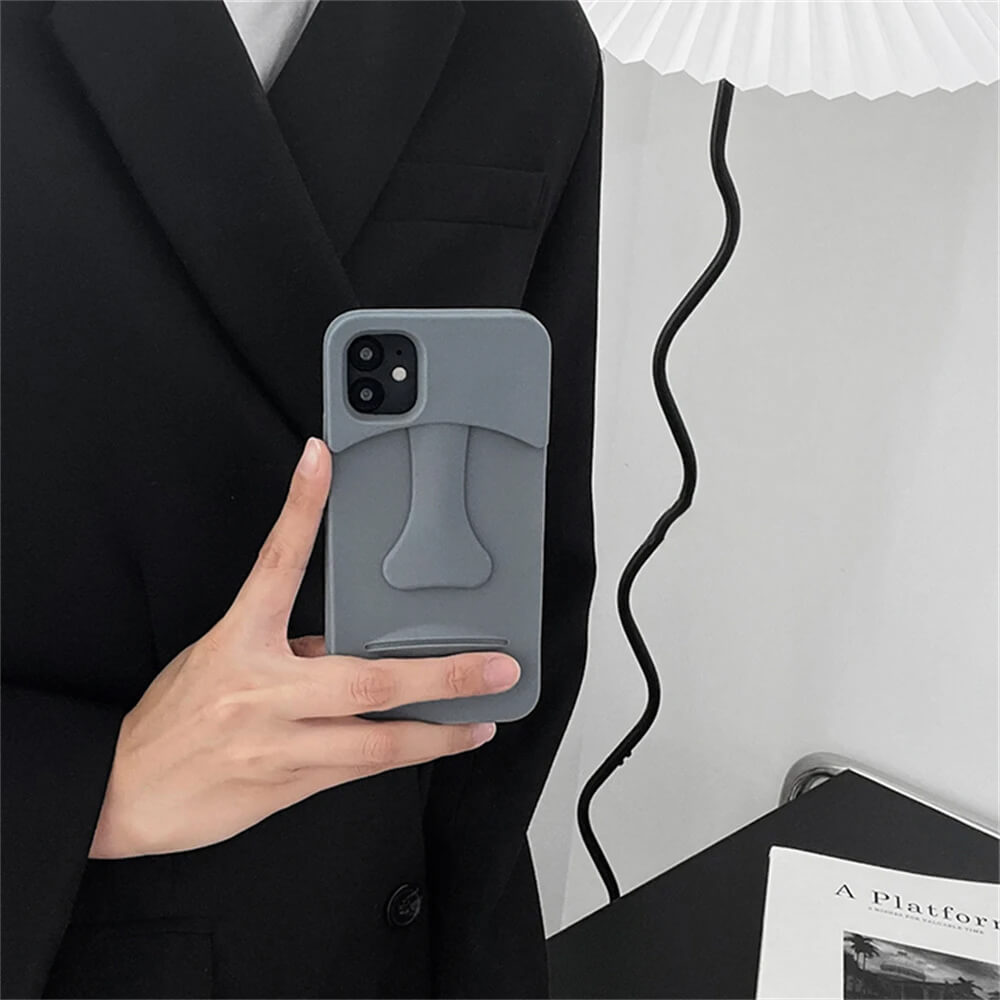 MOAI-SHAPED PHONE CASE WITH STATUE 3D IPHONE DESIGN