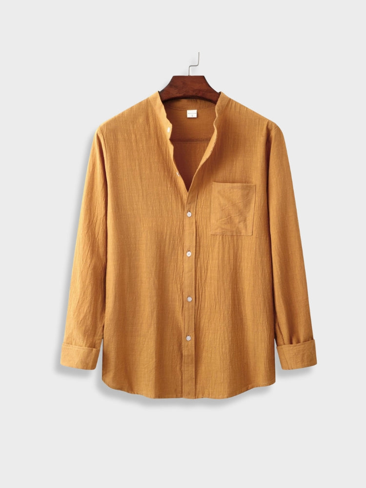 MUSTARD SHIRT AND WHITE PANTS SET COTON SHIRT LINEN COTON PANTS