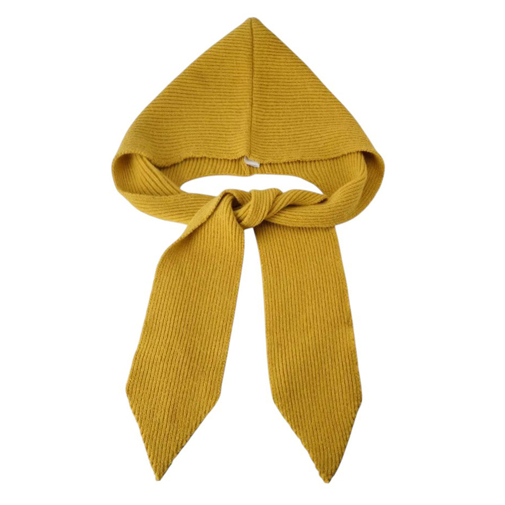 MUSTARD YELLOW BONNET COZY CHIC KNITTED HOODED SCARF