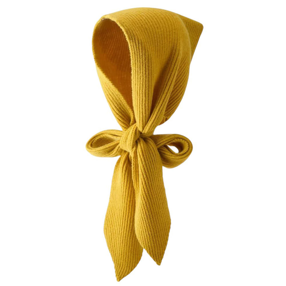 MUSTARD YELLOW BONNET COZY CHIC KNITTED HOODED SCARF