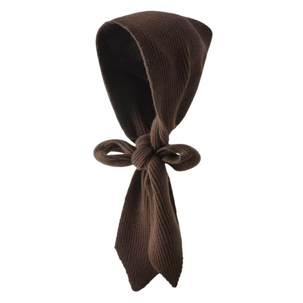 MUSTARD YELLOW BONNET COZY CHIC KNITTED HOODED SCARF