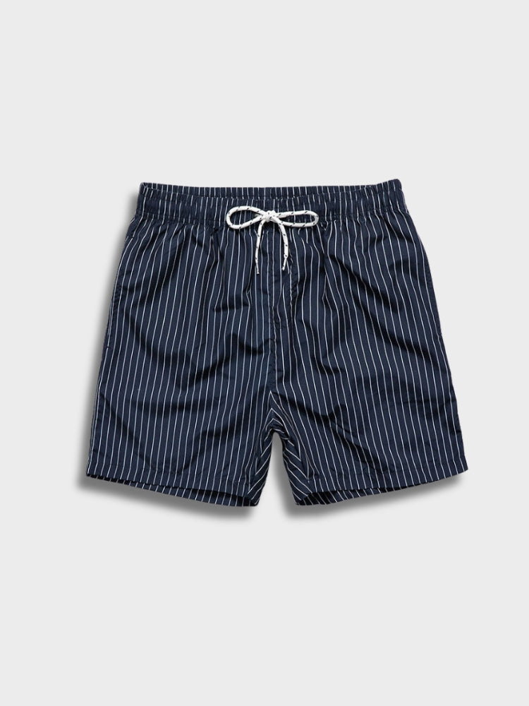 NAVY AND WHITE STRIPED SWIM TRUNKS - IBIZA BLUE SWIMSHORTS