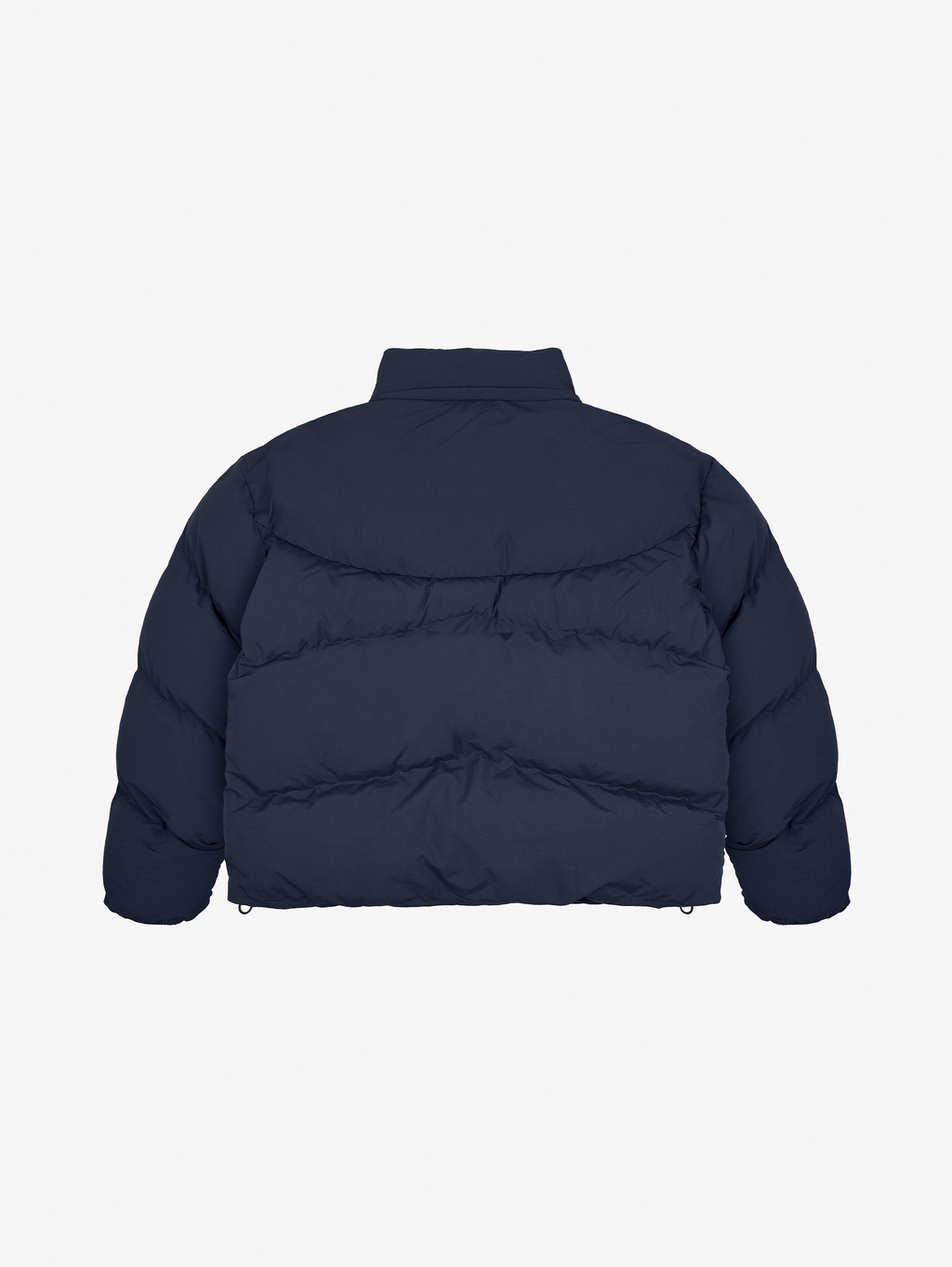 NAVY BLUE HOODED PUFFER JACKET WITH DROPPED SHOULDER DESIGN