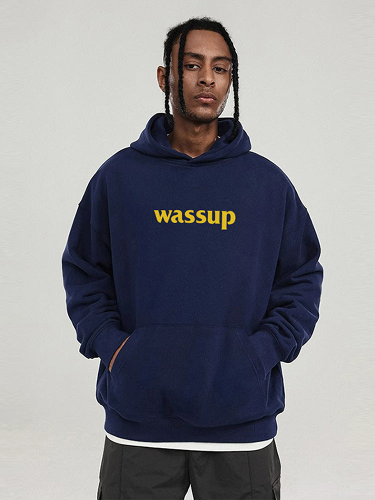 NAVY BLUE OVERSIZED HOODIE WITH YELLOW