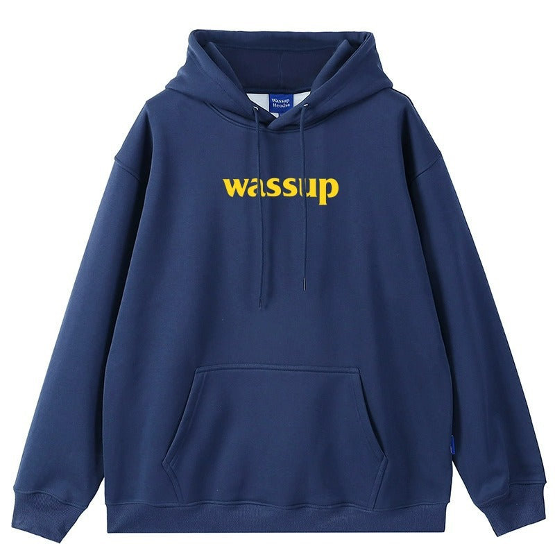 NAVY BLUE OVERSIZED HOODIE WITH YELLOW