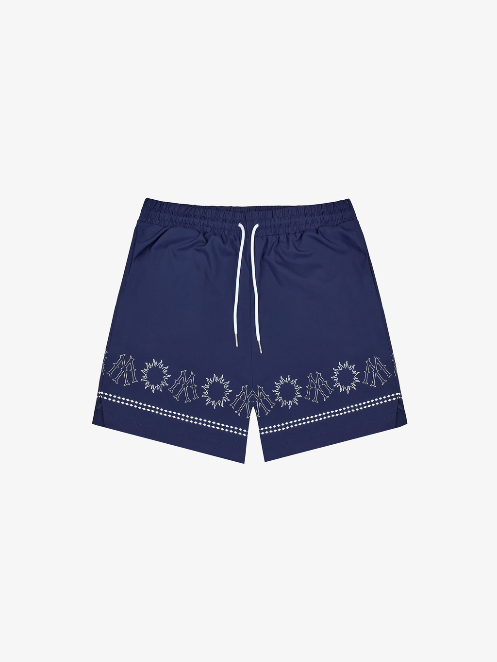 NAVY BLUE PATTERNED SWIM TRUNKS - DARK BLUE LUXURY STREETWEAR