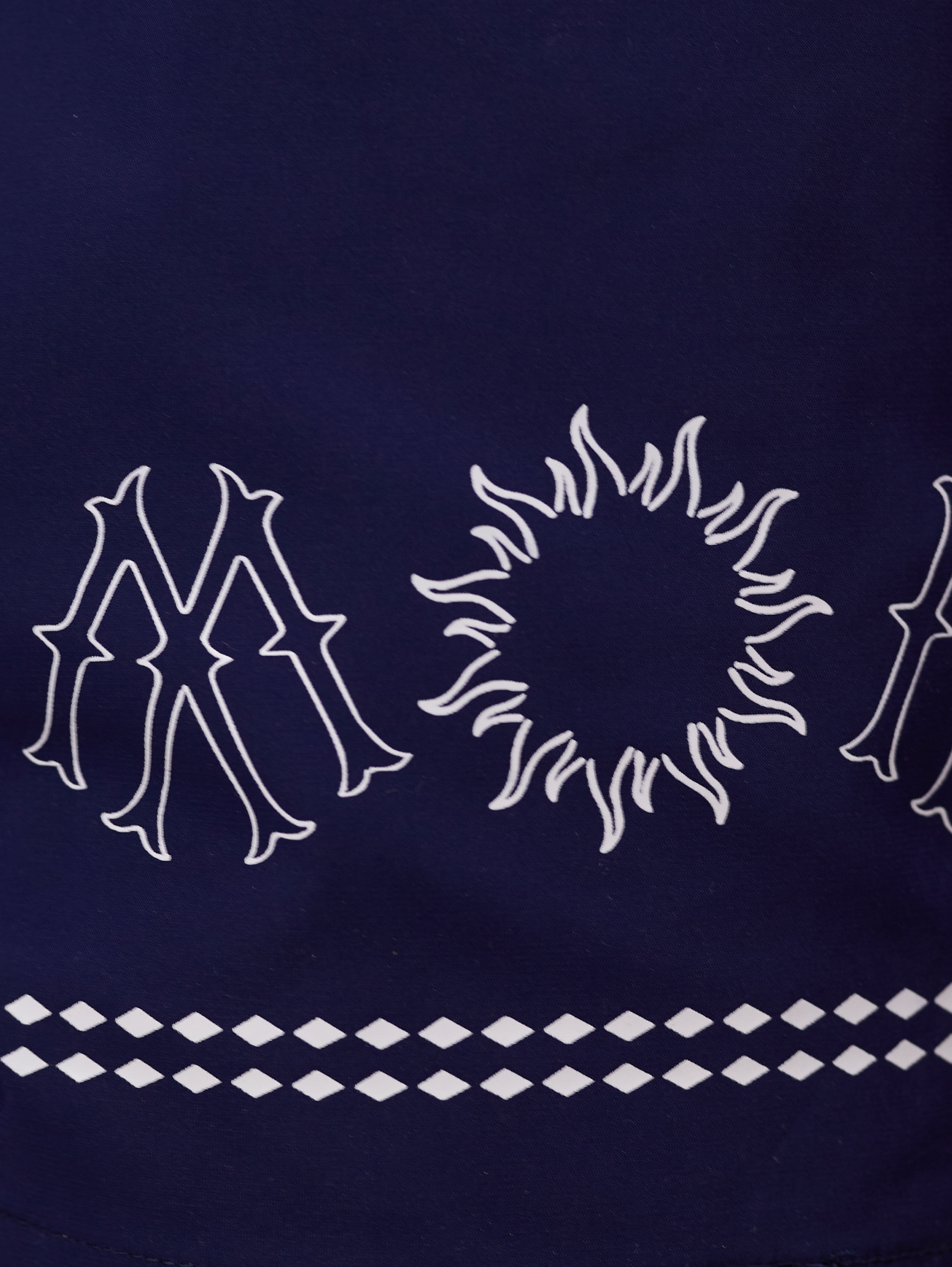 NAVY BLUE PATTERNED SWIM TRUNKS - DARK BLUE LUXURY STREETWEAR