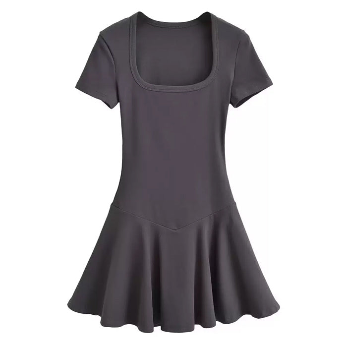 NAVY BLUE SQUARE NECK SCHOOL MINI DRESS DETAILED MEASUREMENTS