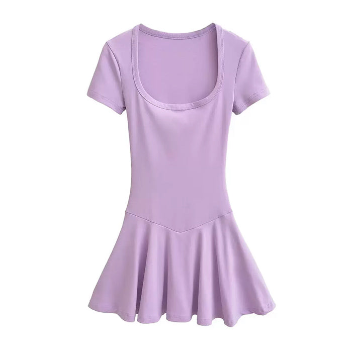 NAVY BLUE SQUARE NECK SCHOOL MINI DRESS DETAILED MEASUREMENTS