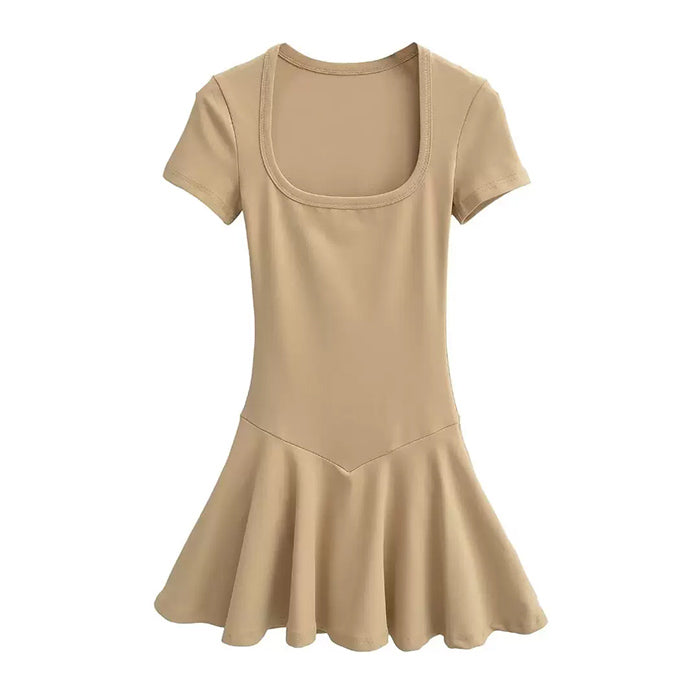 NAVY BLUE SQUARE NECK SCHOOL MINI DRESS DETAILED MEASUREMENTS