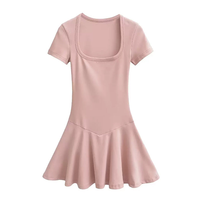 NAVY BLUE SQUARE NECK SCHOOL MINI DRESS DETAILED MEASUREMENTS