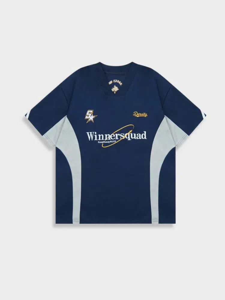 NAVY BLUE TEE DARSITY WITH LIGHT GRAY SIDE PANELS - WINNERSQUAD TEE DARSITY