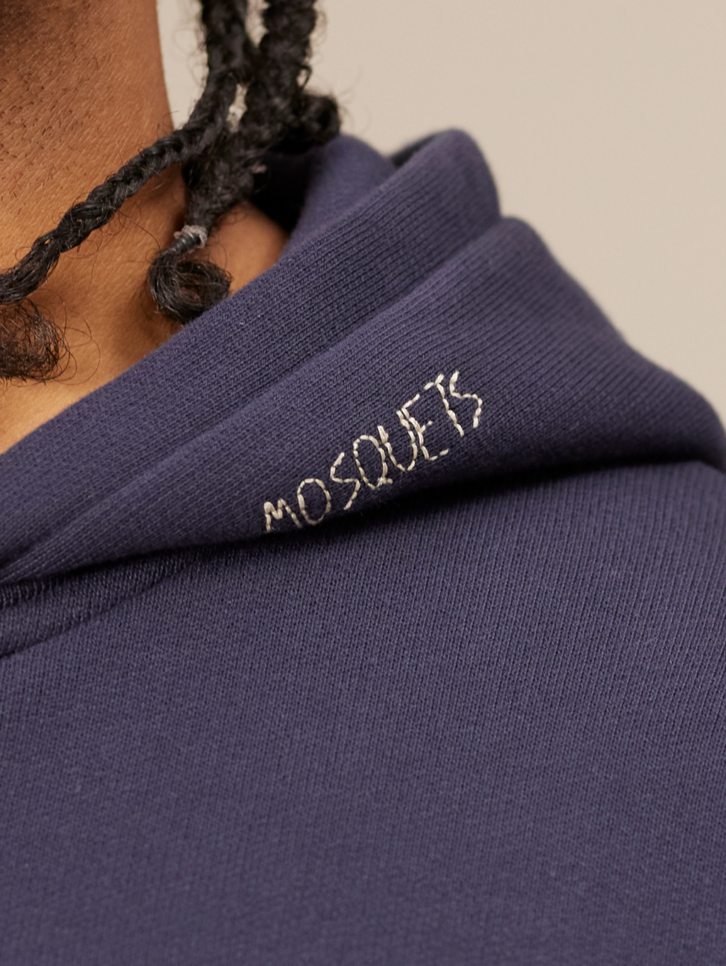 NAVY BLUE ZIP-UP HOODIE WITH NY LETTERING COTTON LOOPBACK SWEATSHIRT