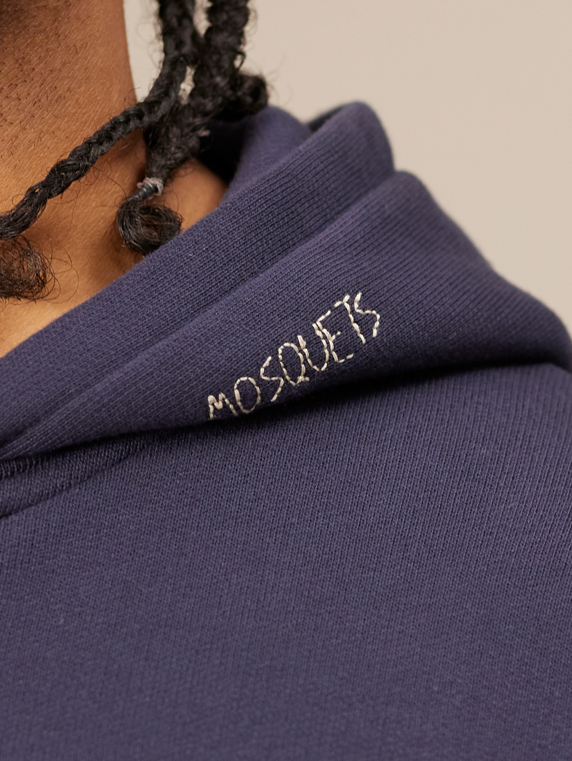 NAVY BLUE ZIP-UP HOODIE WITH NY LETTERING COTTON LOOPBACK SWEATSHIRT