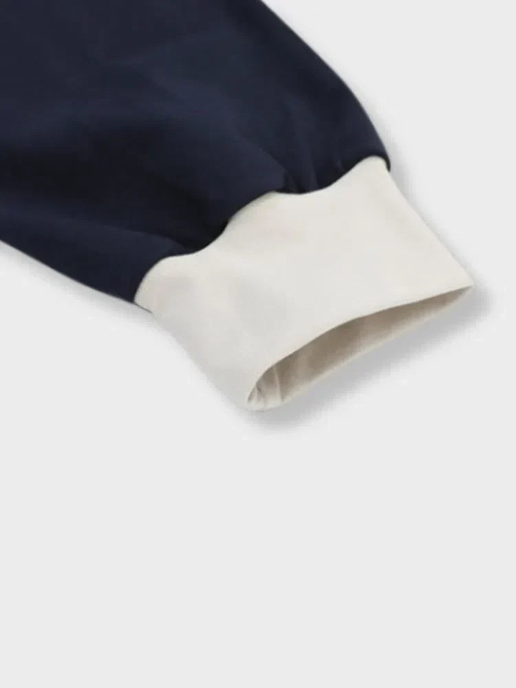 NAVY LONG-SLEEVE SHIRT UNISEX VINTAGE COTTON LONG-SLEEVE SHIRT