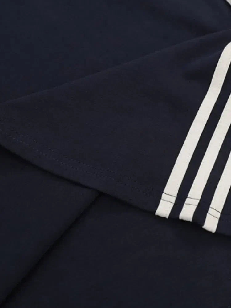 NAVY LONG-SLEEVE SHIRT UNISEX VINTAGE COTTON LONG-SLEEVE SHIRT