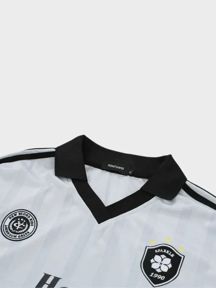 NAVY LONG-SLEEVED SOCCER JERSEY VINTAGE WASHED OVERSIZED STYLE