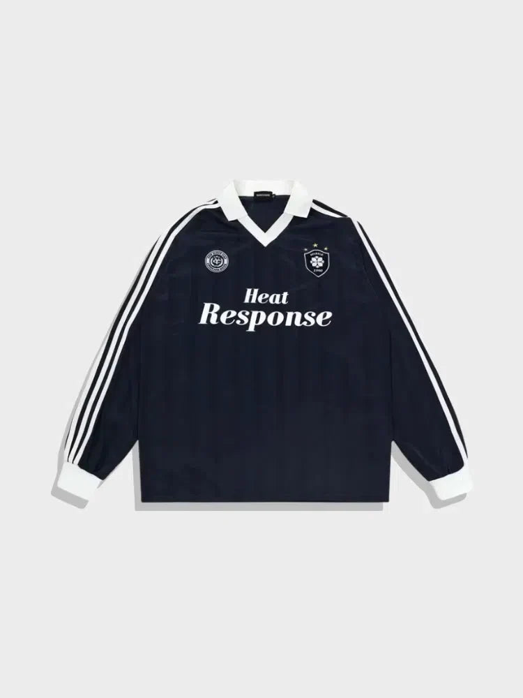 NAVY LONG-SLEEVED SOCCER JERSEY VINTAGE WASHED OVERSIZED STYLE