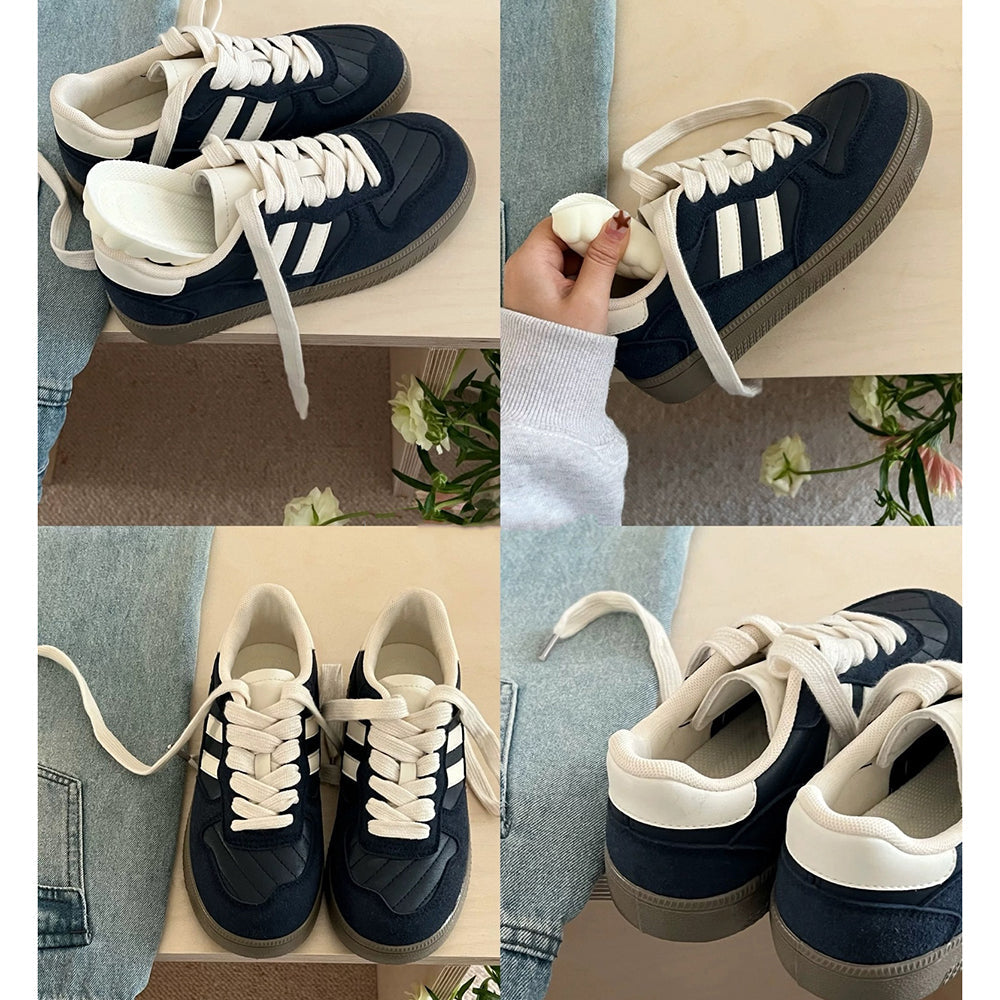 NAVY SCHOOL SNEAKERS IN VEGAN LEATHER