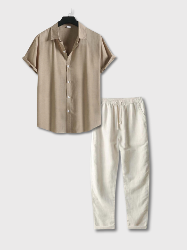 NAVY SHORT-SLEEVED SHIRT AND WHITE PANTS SUMMER ENSEMBLE SIZE CHART
