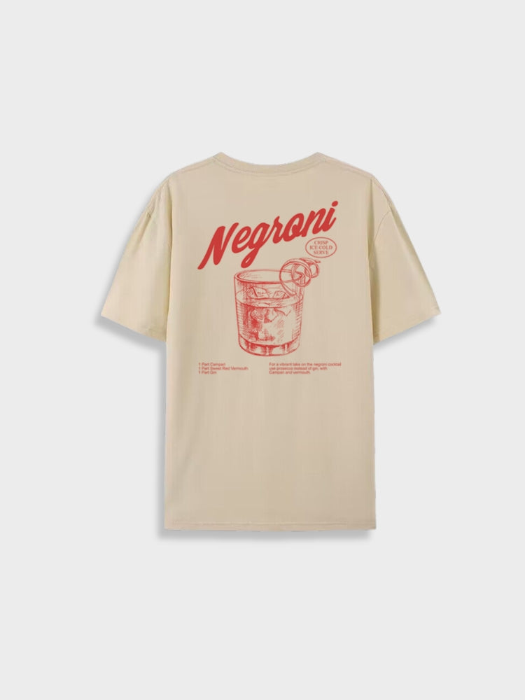 NEGRONI TEE SHIRT WITH RED COCKTAIL GRAPHIC IN OVERSIZED FIT