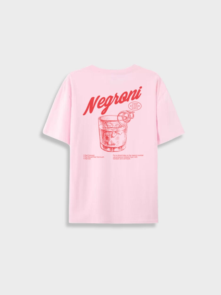 NEGRONI TEE SHIRT WITH RED COCKTAIL GRAPHIC IN OVERSIZED FIT