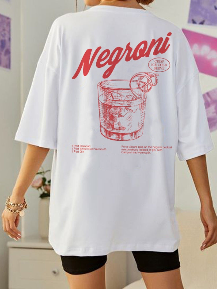 NEGRONI TEE SHIRT WITH RED COCKTAIL GRAPHIC IN OVERSIZED FIT