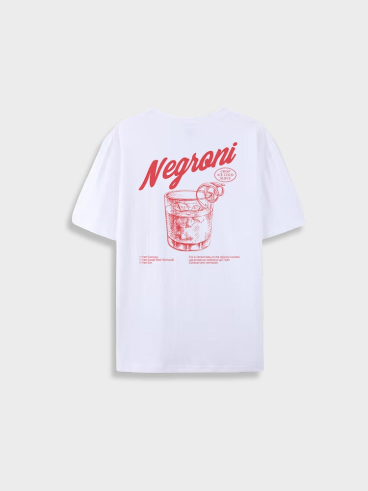 NEGRONI TEE SHIRT WITH RED COCKTAIL GRAPHIC IN OVERSIZED FIT