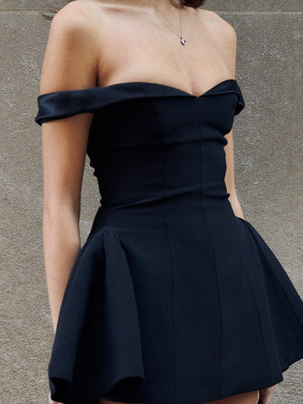 OFF-THE-SHOULDER NAVY MINI DRESS Y2K STYLE