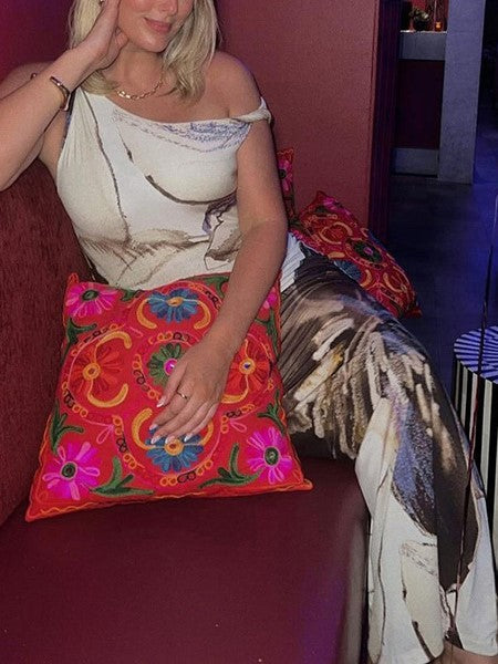 OFF-THE-SHOULDER PATTERNED MAXI DRESS SLIM FIT DESIGN