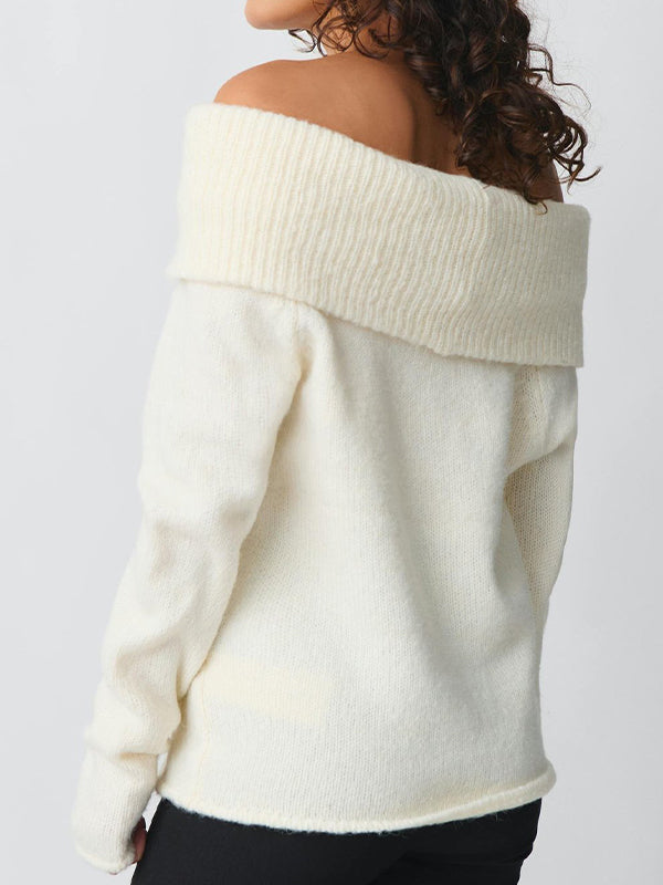 OFF-THE-SHOULDER SWEATER CREAM Y2K-INSPIRED OFF-SHOULDER FASHION