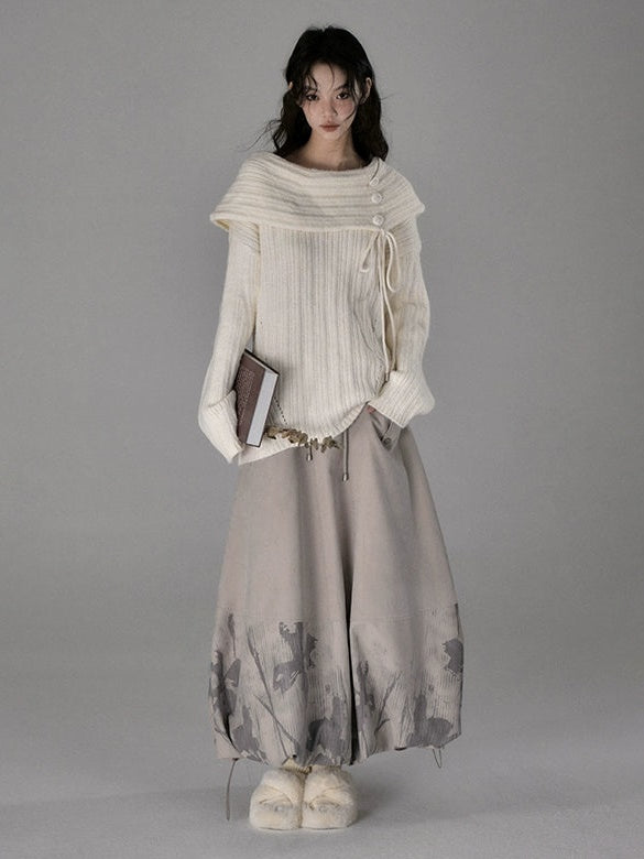 OFF-WHITE OFF-THE-SHOULDER KNIT SWEATER SHOULDER KNIT SWEATER