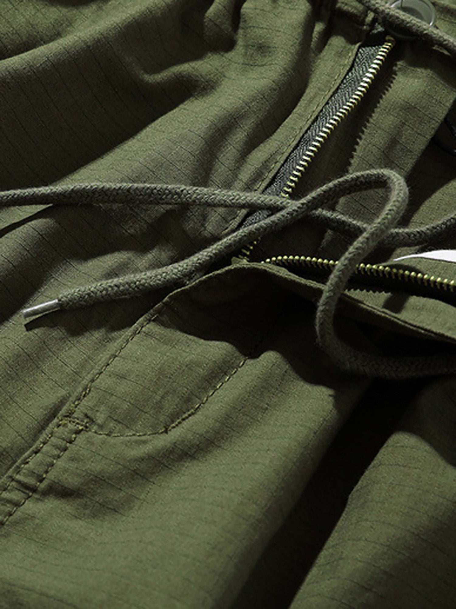 OLIVE GREEN CARGO PANTS MID WAIST TRENDY CASUAL STRAIGHT LEG