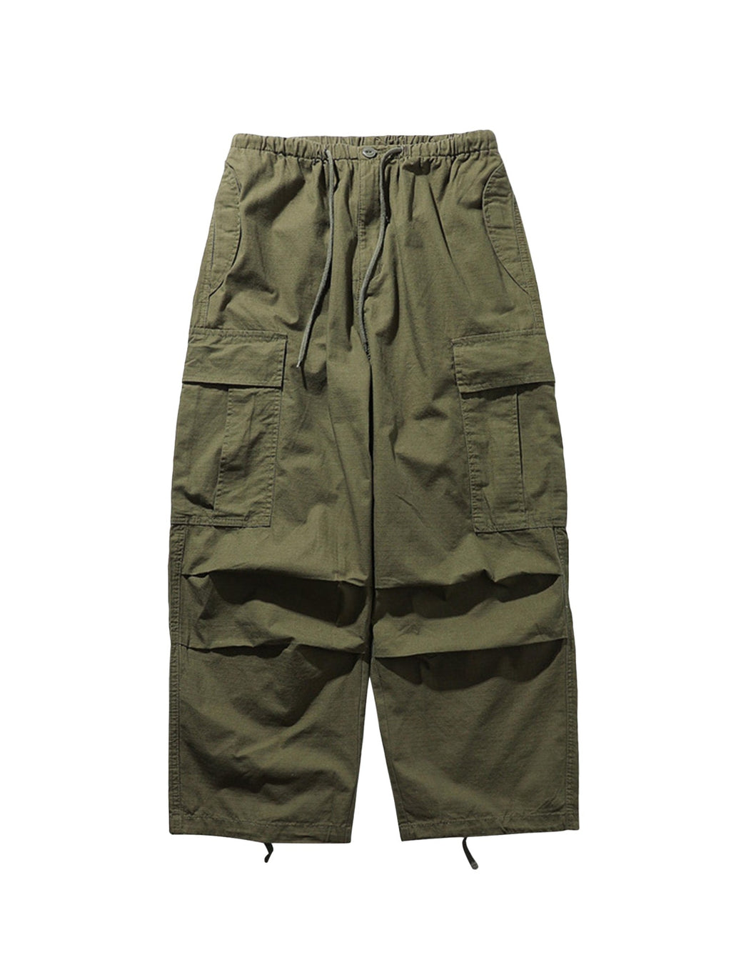 OLIVE GREEN CARGO PANTS MID WAIST TRENDY CASUAL STRAIGHT LEG