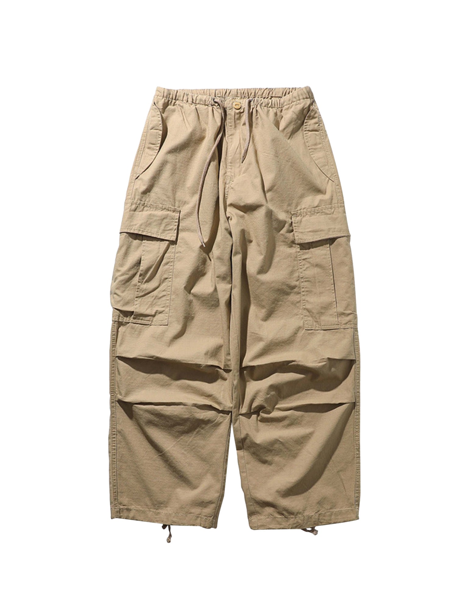 OLIVE GREEN CARGO PANTS MID WAIST TRENDY CASUAL STRAIGHT LEG