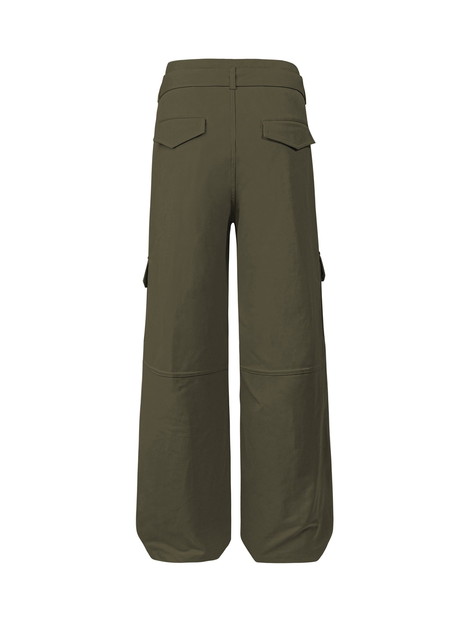 OLIVE GREEN CARGO PANTS WITH BELT LONG STRAIGHT LEG DESIGN