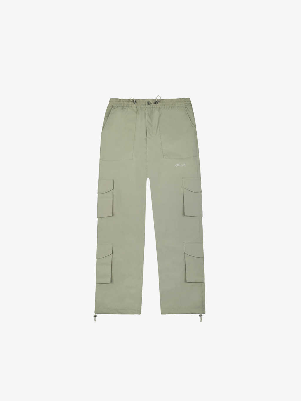 OLIVE GREEN CARGO PANTS WITH STRAIGHT CUT AND CRINKLE NYLON