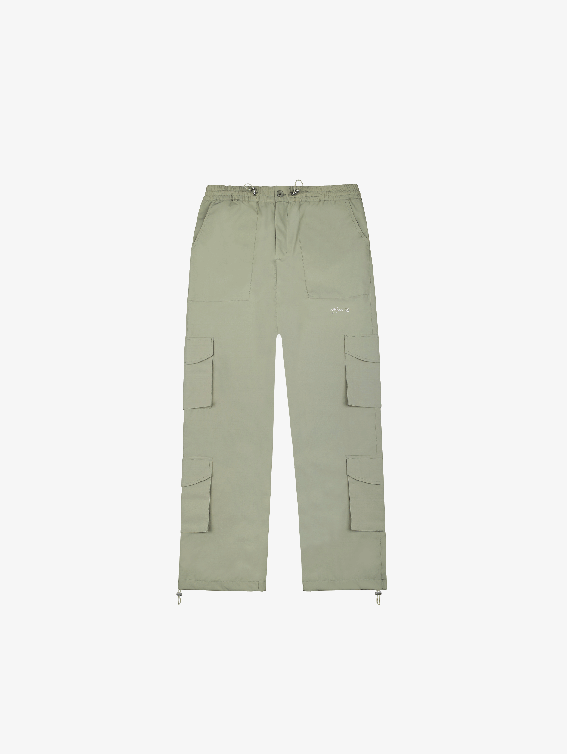 OLIVE GREEN CARGO PANTS WITH STRAIGHT CUT AND CRINKLE NYLON