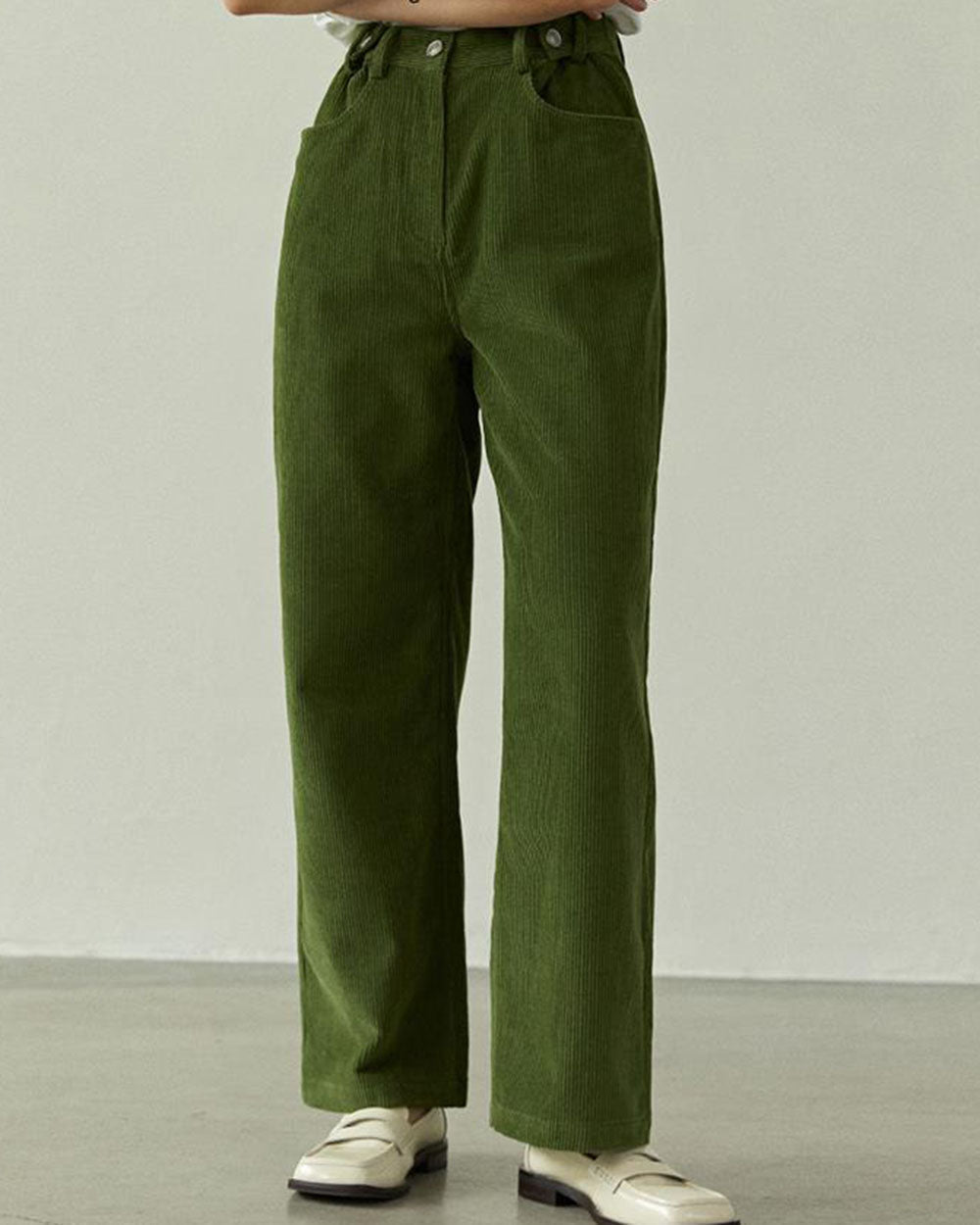 OLIVE GREEN CORDUROY PANTS TROUSERS